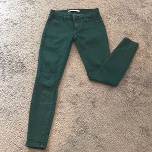 Green Chelsea and Violet skinny jeans